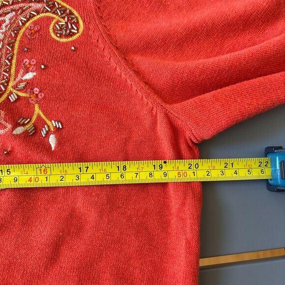 Sundance Cardigan Womens L Orange Salado Paisley Floral Embroidery Sequin NEW - Picture 8 of 11